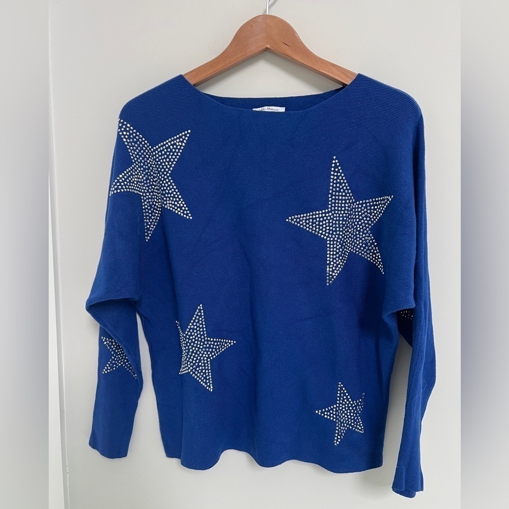 Vila Milano Women’s Sweater Rhinestone Stars Wool Mix Size Large